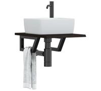 GeenYuu Solid Oak Washbasin Top with Steel Bracket 40 x 60 cm Load Capacity 100 kg Shelf for Bathroom Guest Toilet Washbasin Wall Mounted Storage Space and Towel Rail