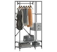 GeenYuu Sonoma Clothes Rack with Shelves Grey Wood Material 97 x 40 x 180 cm Freestanding with Clothes Rail and Shelf Space Saving for Bedroom Hallway Office Organiser for Hanging Clothes Jacket