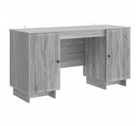 GeenYuu Sonoma Desk Grey Wood Material 142.5 x 50 x 75 cm with Shelf Storage Space Work Table PC Laptop Office Home Office Versatile Space Saving Ergonomic