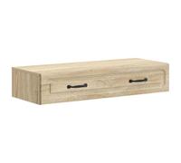 GeenYuu Sonoma Oak Wall Mounted Side Table Wood Material 87.5 x 34.5 x 17 cm with Drawer and Locker for Living Room Office Hallway Storage and Order