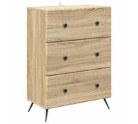 GeenYuu Sonoma Oak Wood Composite Drawer Cabinet 66 x 34.5 x 90 cm with 3 Drawers and Compartments, Versatile Storage Space for Bedroom, Office, Hallway and Garage, Practical Organiser Solution