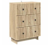 GeenYuu Sonoma Oak Wood Composite Drawer Cabinet 66 x 34.5 x 90 cm with 3 Drawers, Versatile Storage Solution for Living Room, Office, Bedroom, Storage Space and Order