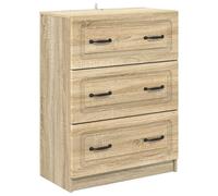 GeenYuu Sonoma Oak Wood Material Drawer Cabinet 66 x 34.5 x 87 cm with 2 Drawers and 3 Compartments Versatile Storage Space for Living Room Bedroom Office and Hallway Order