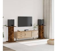 GeenYuu Speaker Stand, Pack of 2, Smoked Oak Wood Material, 30 x 30 cm, Surface 80 cm Height, Boxes, Tripod Pedestal for Home Cinema, Living Room, Studio with Stable Bracket and Improved Acoustics