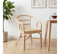 GeenYuu Stacking Chair Natural 58 x 60 x 81 cm Rattan with Breathable Seat, Stackable, Robust Frame, Ergonomically Shaped for Dining Room, Kitchen, Office and Living Area