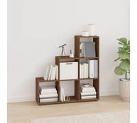 GeenYuu Stair Shelf Brown Oak Look Made of Wood Material 107 cm Height with 6 Compartments Storage Space for Books and Decoration Versatile as Room Divider in the Living Room, Office, Children's Room