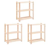 GeenYuu Storage Shelves Made of Solid Pine 3 Pieces 3 Shelves 80 x 38 x 90 cm Load Capacity 150 kg per Shelf for Living Room Office Children's Room Storage and Storage