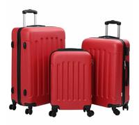 GeenYuu Suitcase Set of 3 Red ABS Plastic Hard Shell with Lock 50 x 31 x 78 cm Trolley Luggage with 360° Rotating Wheels and Large Storage Space for Travel Holiday Business
