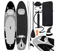 GeenYuu SUP Board Set Inflatable Black 330 x 76 x 10 cm PVC with Pump Seat Leash Backpack for Stand Up Paddle Board Surfing Fitness Yoga by the Sea Lake River Beach in Summer