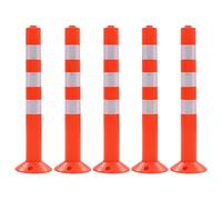 GeenYuu Traffic Bollard Plastic 75 cm Red with Reflective Strips Pack of 5 for Parking, Driveway, Underground Parking, Private Property, Company Property, Weatherproof and Highly Visible