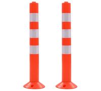 GeenYuu Traffic Bollards Plastic 75 cm, Pack of 2 with Silver Reflective Strips, Weatherproof, for Parking, Driveway, Private Property, Corporate Premises, Garage, Keep Free, No Holding