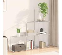 GeenYuu Tubular Shelf with Storage White 129 x 27 x 132 cm Aluminium Freestanding Modular Expandable for Living Room, Office, Basement, Workshop, Kitchen with High Load Capacity and Versatile Storage