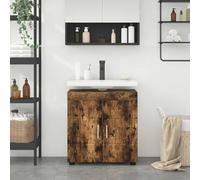GeenYuu Tulum Bathroom Cabinet Set in Smoked Oak with Wood Material 60 x 34 x 63 cm Storage Space Sink Cabinet Bathroom Furniture for Guests Toilet and Bathroom Modern Matt