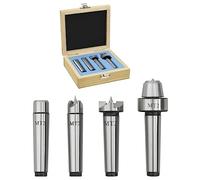 GeenYuu Turning Accessories 4-Piece MT2 Steel with High Precision 0.01-0.02 mm, 100 kg Load, 1500 rpm, Includes Wooden Box for Woodworking and Metalworking, Workshop, Carpentry, Model Making