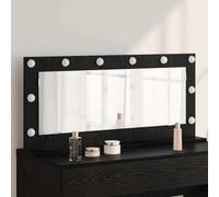 GeenYuu Vanity Mirror Black Oak Effect 100 x 45 x 18 cm with LED Lighting, Frameless Design, Versatile for Bathroom, Bedroom, Hallway, Modern Decorative Element