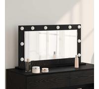 GeenYuu Vanity Mirror Black Oak Effect 80 x 45 x 18 cm with LED Lighting, Frameless Cosmetic Mirror for Bedroom, Bathroom, Hallway, Modern Design and Easy Assembly