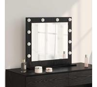 GeenYuu Vanity Mirror Black Oak Look 60 x 55 x 18 cm with LED Lighting, USB Power, Frameless Cosmetic Mirror for Bedroom, Bathroom, Hallway and Living Room, Modern Design