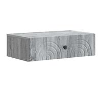 GeenYuu Wall Mounted Side Table Grey Sonoma Wood Material 59 x 34.5 x 17 cm with Drawer Storage Space for Living Room Bedroom Office Space Saving Versatile