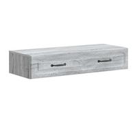 GeenYuu Wall Mounted Side Table Grey Sonoma Wood Material 87.5 x 34.5 x 17 cm with Drawer and Locker for Office Living Room Bedroom Storage and Order