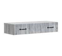 GeenYuu Wall Mounted Side Table Grey Sonoma Wood Material 87.5 x 34.5 x 17 cm with Drawer for Living Room Bedroom Office Space Saving Storage and Organisation