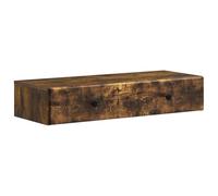 GeenYuu Wall Mounted Side Table Smoked Oak Wood Material with Drawer, 87.5 x 34.5 x 17 cm, Storage Space Chest of Drawers for Living Room, Bedroom, Office, Versatile Storage and Organiser Solution