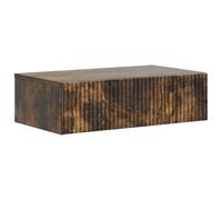 GeenYuu Wall Mounted Side Table Smoked Oak Wood Material with Drawer and Compartment 59 x 34.5 x 17 cm for Living Room Bedroom Office Hallway Storage Shelf Organiser
