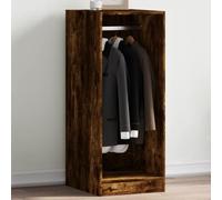 GeenYuu Wardrobe Smoked Oak Wood Material 48 x 41 x 102 cm Freestanding Space Saving with Clothes Rail and Shelf for Bedroom Hallway Office Organiser for Hanging Clothes Jacket Trousers Shirt