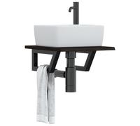 GeenYuu Washbasin Top with Bracket Made of Steel and Solid Oak Wood 40 x 50 x 2 cm, Maximum Load 100 kg, Wall Mounted for Bathroom, Guest Toilet, Storage Space and Towel Rack