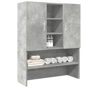 GeenYuu Washing Machine Cabinet Concrete Grey Made of Wood 70.5 x 25.5 x 90 cm with 2 Doors, 4 Open Compartments for Washing Machine and Tumble Dryer, Sturdy Frame