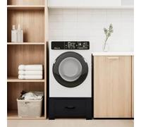 GeenYuu Washing Machine Pedestal Black Steel 64 x 55 x 32.5 cm with Adjustable Feet Non-Slip and Vibration Absorbing for Laundry Room, Space Saving and Sturdy Base