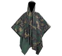 GeenYuu Waterproof Polyester Army Rain Poncho with Hood, Snap Closures and Camouflage Pattern, Windproof, Breathable for Camping, Hiking, Trekking, Biking, Festival, Travel