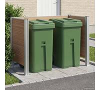 GeenYuu Wheelie Bin Fence, Brown, 161 x 85 x 115 cm, Aluminium and WPC, Weatherproof and Rustproof, Expandable, Privacy Screen for Garden, Yard and Patio, Outdoor Bin Box Cover