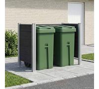 GeenYuu Wheelie Bin Fence, Grey, 161 x 85 x 115 cm, Aluminium and WPC Weatherproof Privacy Screen for Garden, Patio, Yard with Expandable Wheelie Bin Cladding and Waste Bin Shelter