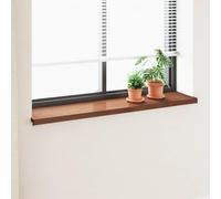 GeenYuu Window Sill Brown Wood PVC 140 x 30 x 4.5 cm, Water Resistant and Easy to Clean, for Indoor and Outdoor Use, Includes End Caps, Easy Installation No Drilling Required