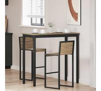GeenYuu Wooden Bar Table with Metal Frame, 110 x 55 x 105 cm, Modern Kitchen Table for Dining Room and Living Room, Space-saving, Robust, Ideal for Meals and Social Gatherings