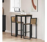 GeenYuu Wooden Bar Table with Metal Frame, 60 x 60 x 105 cm, Space-Saving and Robust, Ideal for Kitchen, Dining Room and Living Room, Modern Design Dining Table for Meals and Guests