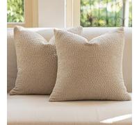 GEEORY Decorative Throw Pillow Covers 18x18 Inch Pack of 2,Textured Boucle Neutral Cushion Cases for Bed Couch Sofa, Accent Mordern Farmhouse & Minimalist Home Decor (Oatmeal Beige) GE03-18