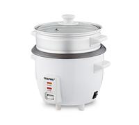 Geepas 0.6L Rice Cooker with Vegetable Steamer Non-Stick Inner Pot Automatic Cooking in White Geepas White