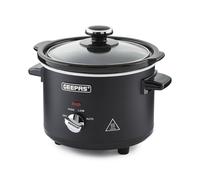 GEEPAS 1.5 L Slow Cooker 3 Temperature Setting Easy Clean Matt Design Black | Removable Easy-Clean Ceramic Bowl Tempered Glass Lid & Cool Touch Handles