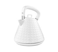 GEEPAS 1.5L Cordless Electric Kettle | Traditional Pyramid Kettle with 360° Rotational Base Strix Control Auto Shut Off & Boil Dry Sensor | Space Saving Cord Storage LED Indicator | 3000W Argyle White