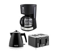 GEEPAS 1.5L Filter Coffee Machine, 1.7L Electric Kettle & 4 Slice Toaster Combo Set | 900W Programmable Drip Coffee Maker | 1600W Bread Toaster 7 Browning Levels | 3000W Rapid Boil Cordless Jug Kettle