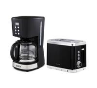 Geepas 1.5L Filter Coffee Machine & 2 Slice Toaster 900W Breakfast Set in Black Geepas Black