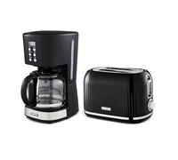 GEEPAS 1.5L Filter Coffee Machine & 2 Slice Toaster Combo Set | 900W Programmable Drip Coffee Maker for Instant Coffee Espresso 40min Keep Warm Timer 1000W Bread Toaster 6 Browning Levels Crumb Tray