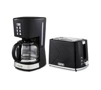 GEEPAS 1.5L Filter Coffee Machine & 2 Slice Toaster Combo Set | 900W Programmable Drip Coffee Maker for Instant Coffee Espresso | 40min Keep Warm Timer 900W Bread Toaster 7 Browning Levels Crumb Tray