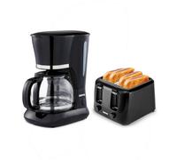 Geepas 1.5L Filter Coffee Machine & 2 Slice Toaster Combo Set, Black