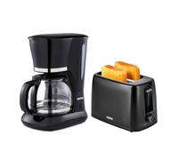Geepas 1.5L Filter Coffee Machine & 2 Slice Toaster Combo Set in Black Geepas Black