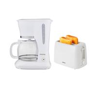 Geepas 1.5L Filter Coffee Machine & 2 Slice Toaster Combo Set in White Geepas White