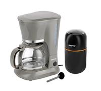 GEEPAS 1.5L Filter Coffee Machine & Coffee Bean Grinder 80g Mill Combo Set Black