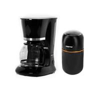 Geepas 1.5L Filter Coffee Machine & Coffee Grinder 80G Capacity Combo Set, Black