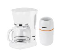 GEEPAS 1.5L Filter Coffee Machine & Coffee Grinder 80g Capacity Combo Set | 800W Coffee Maker for Instant Coffee, Espresso, Macchiato | 200W Electric Coffee Grinder for Dried Spice Nuts Herbs | White